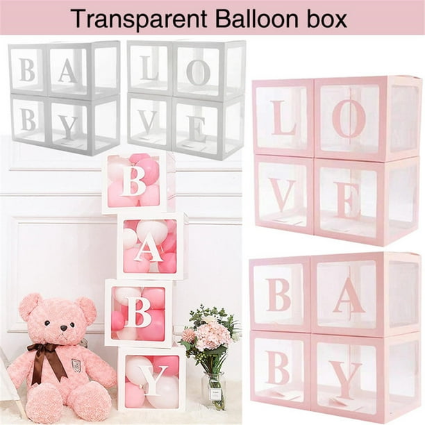 Details about   4 PCS Transparent Boxes Baby Shower Party Decorations Gender Reveal Balloons